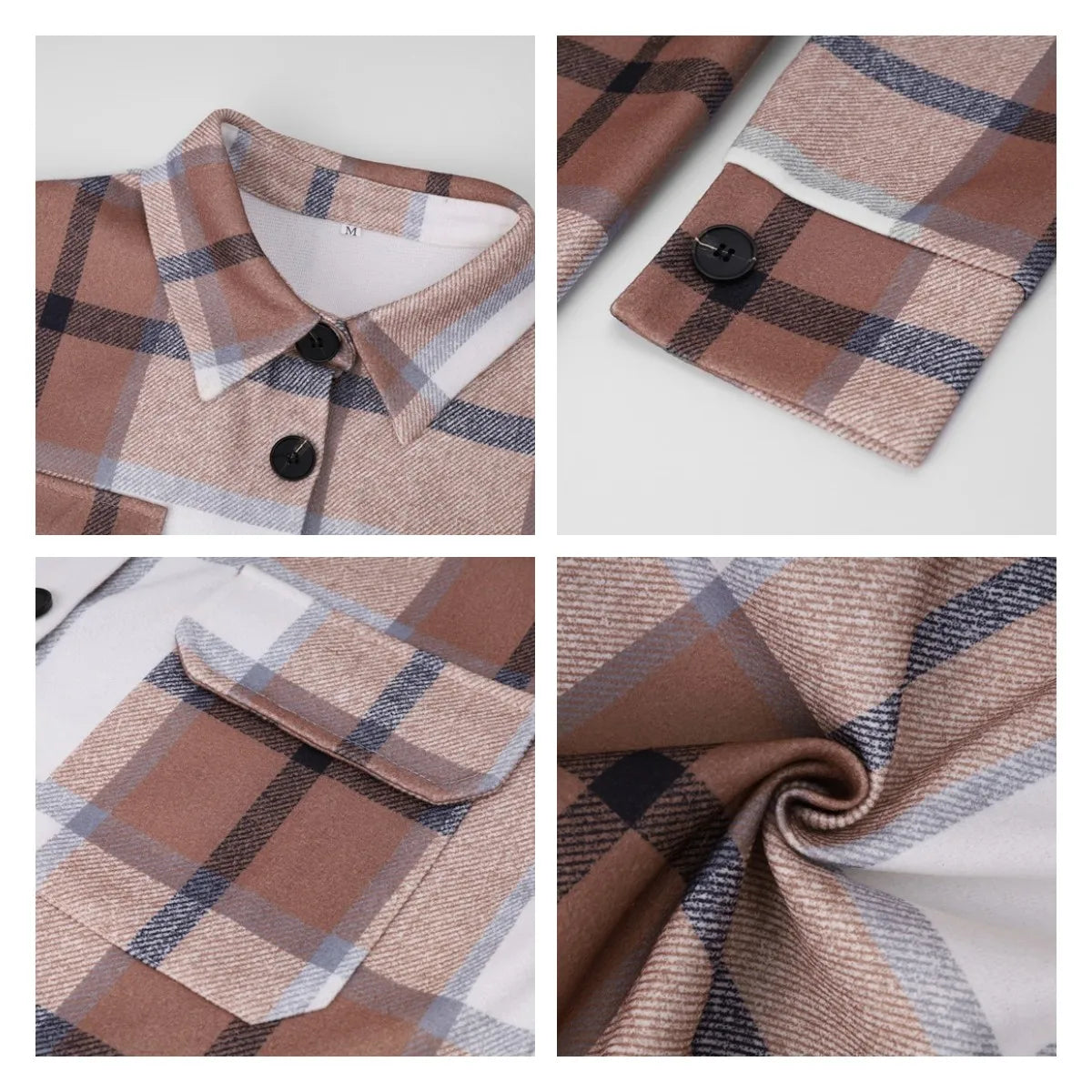 Women Oversize Jacket Winter Fleece Coat Vintage Plaid Top Long Sleeve Outerwear All Match Thick Shirt Fall Warm Ins Jacket 2021